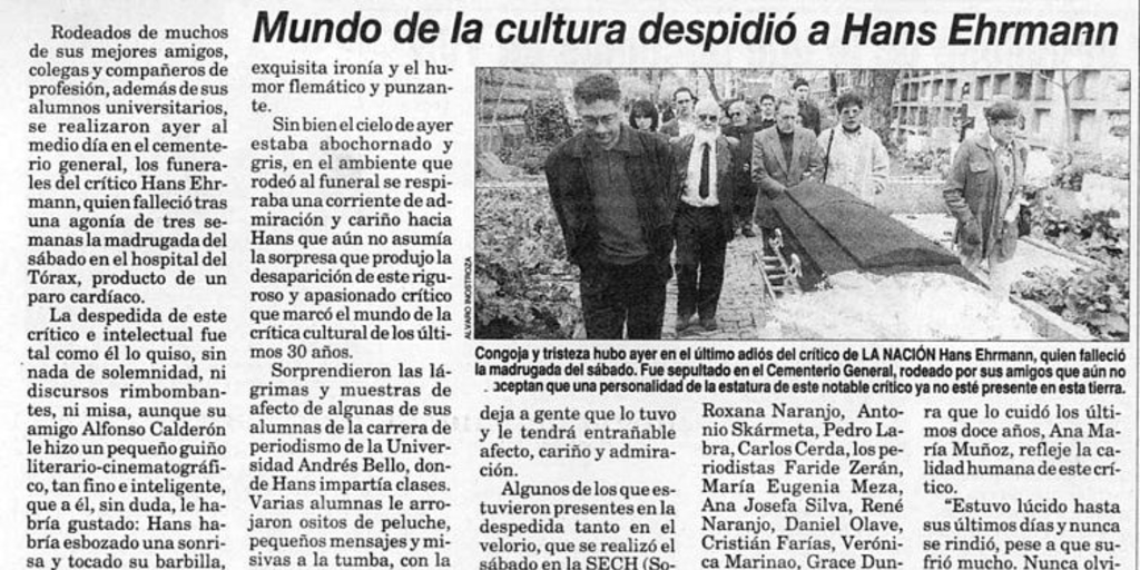 Mundo de la cultura despidió a Hans Ehrmann