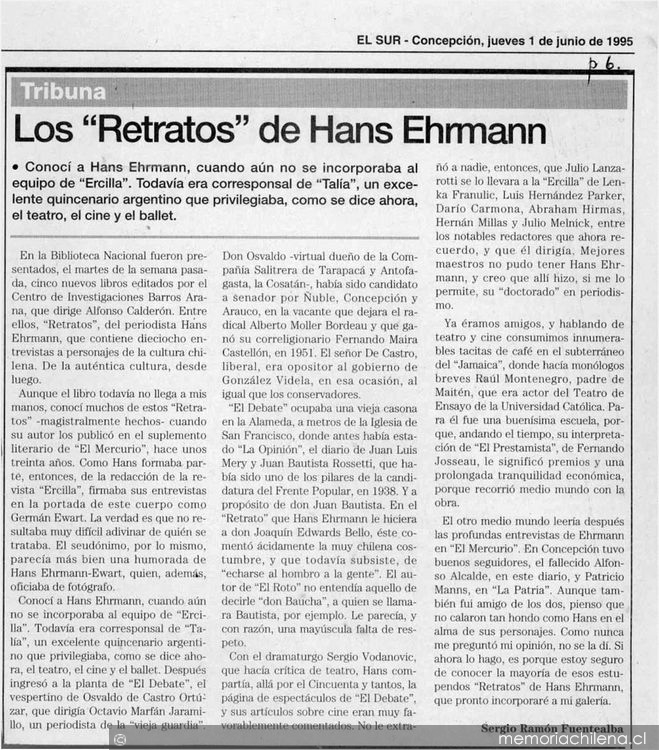 Los "Retratos" de Hans Ehrmann