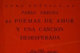 Portada de 20 poemas de amor y una canción desesperada de Pablo Neruda, diseñada por Mauricio Amster, 1947