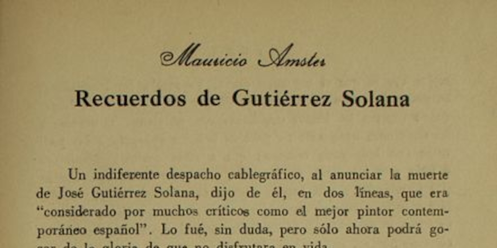 Recuerdos de Gutiérrez Solana