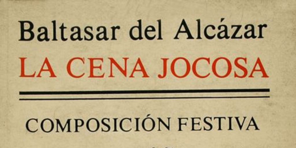 Portada de La cena jocosa de Baltasar de Alcázar, diseñada por Mauricio Amster, 1976
