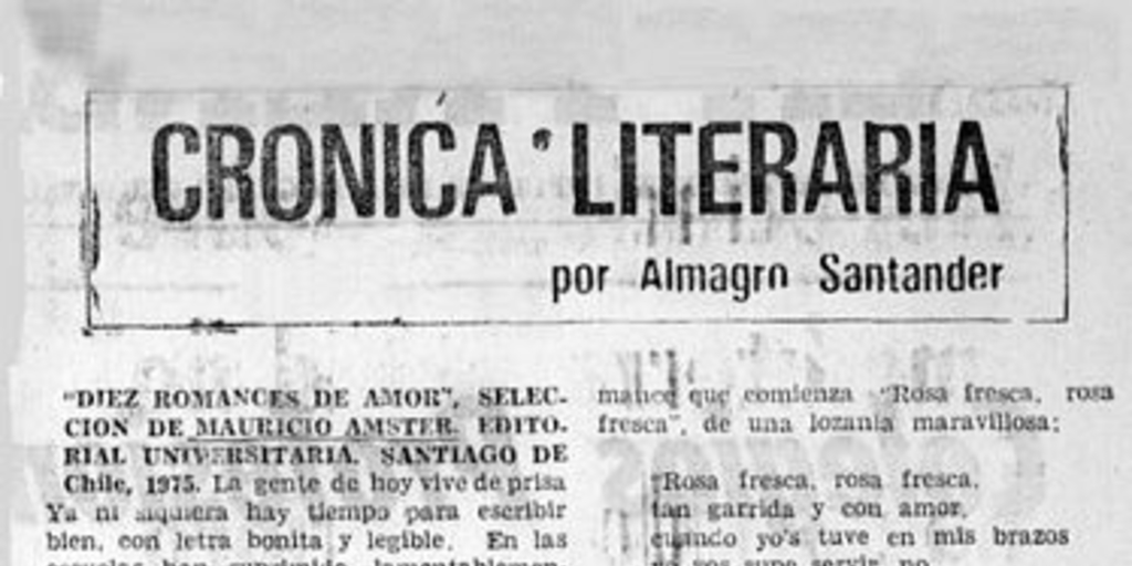 Crónica literaria: Diez romances de amor