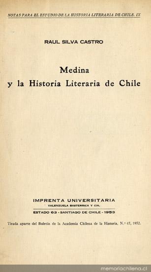 Medina y la historia literaria de Chile