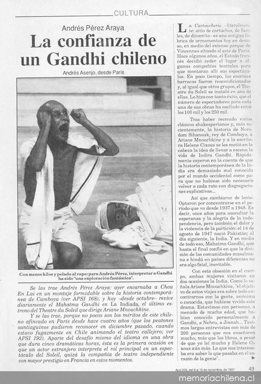 La confianza de un Gandhi chileno