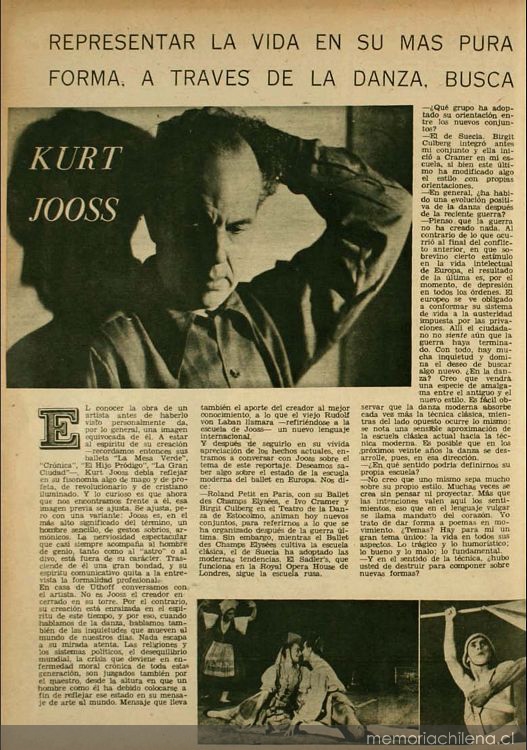 Representar la vida en su más pura forma, a través de la danza, busca Kurt Jooss