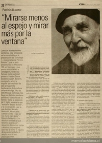 Patricio Bunster : "Mirarse menos al espejo y mirar más por la ventana"