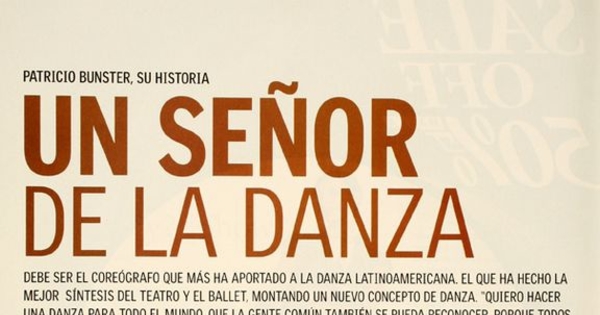 Patricio Bunster, su historia : un señor de la danza