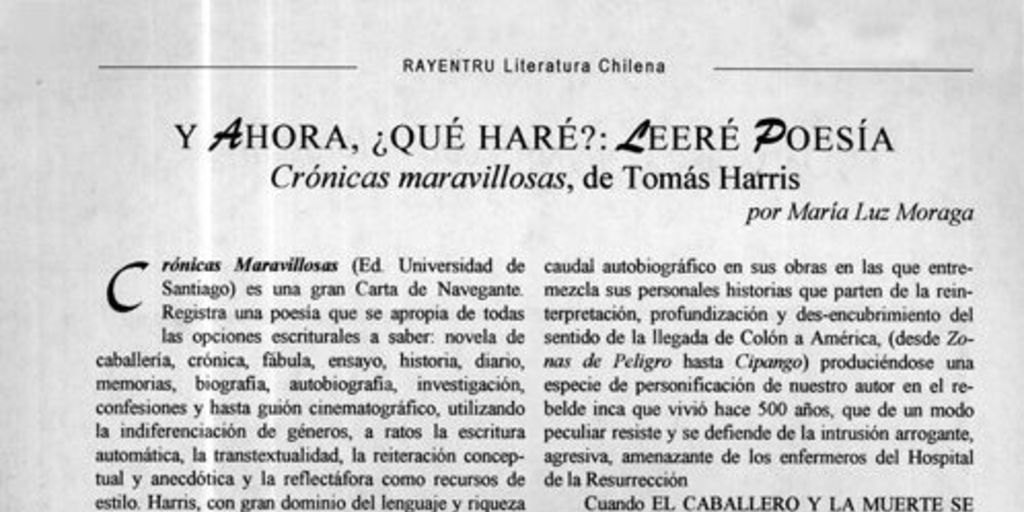 Crónicas maravillosas, de Tomás Harris