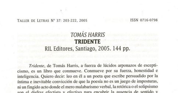 Tomás Harris : Tridente
