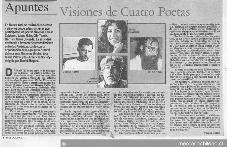 Visiones de cuatro poetas