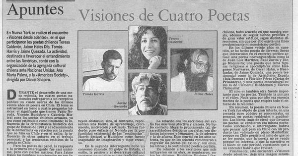 Visiones de cuatro poetas