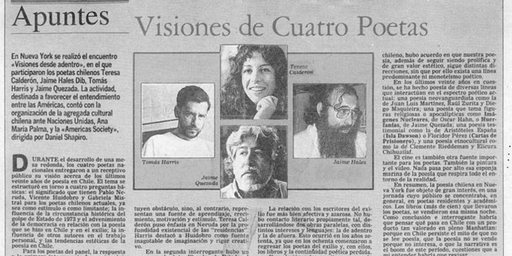 Visiones de cuatro poetas