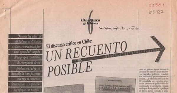 Un recuento posible : el discurso crítico en Chile