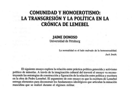 Comunidad y homoerotismo: la transgresión y la política en la crónica de Lemebel