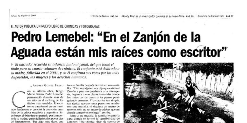 Pedro Lemebel, "En el Zanjón de la Aguada están mis raíces como escritor"