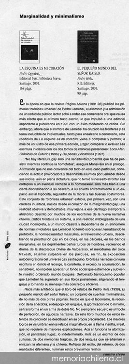 Marginalidad y minimalismo