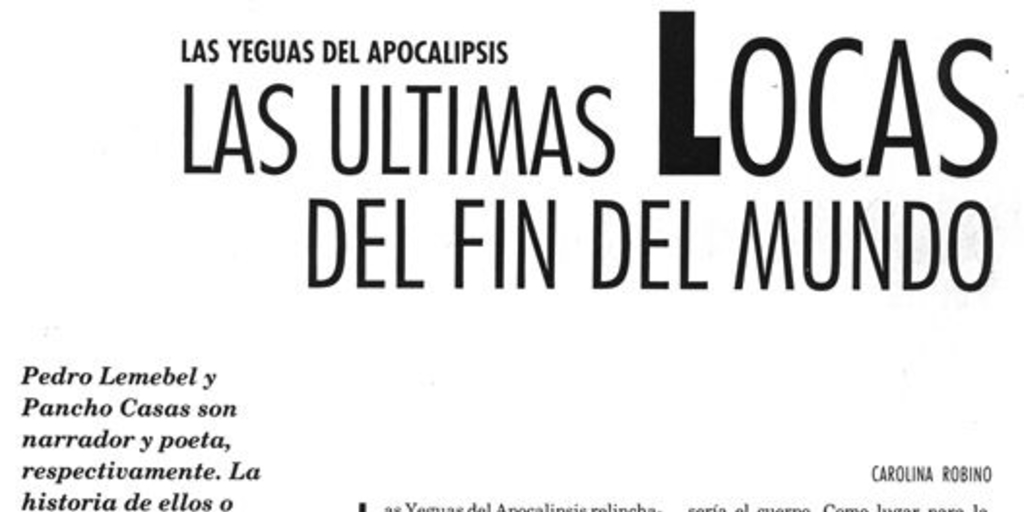 Las últimas locas del fin del mundo : las Yeguas del Apocalipsis