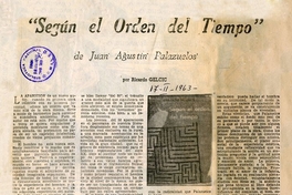 "Según el orden del tiempo", de Juan Agustín Palazuelos