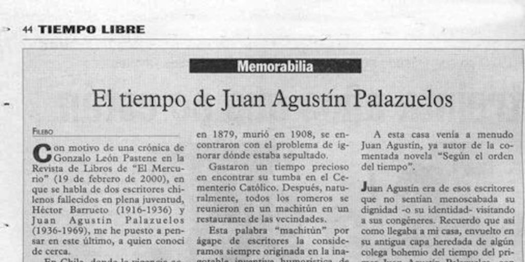 El tiempo de Juan Agustín Palazuelos