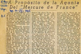 A propósito de la Agonía del "Mercure de France"