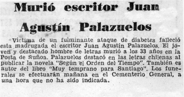 Murió escritor Juan Agustín Palazuelos