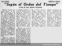 Según el orden del tiempo, novela de Juan Agustín Palazuelos