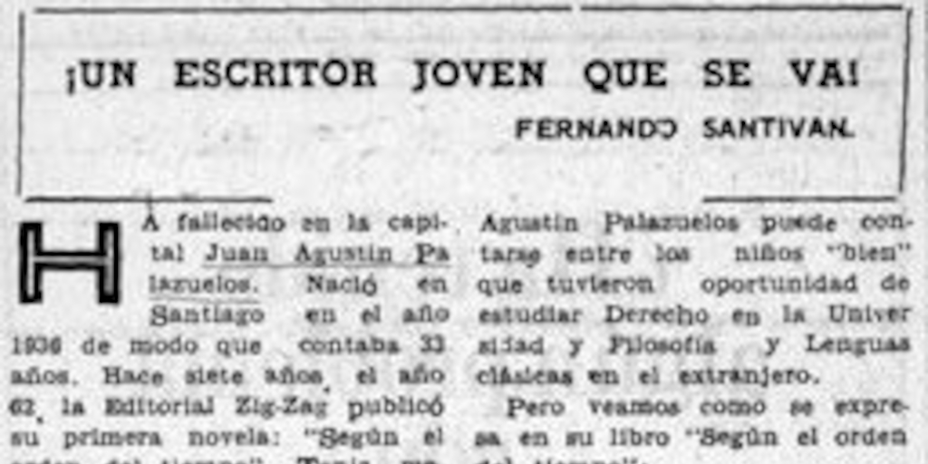 Un escritor joven que se va