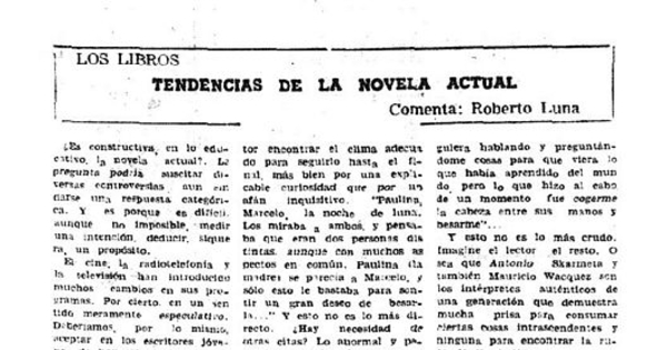 Tendencias de la novela actual