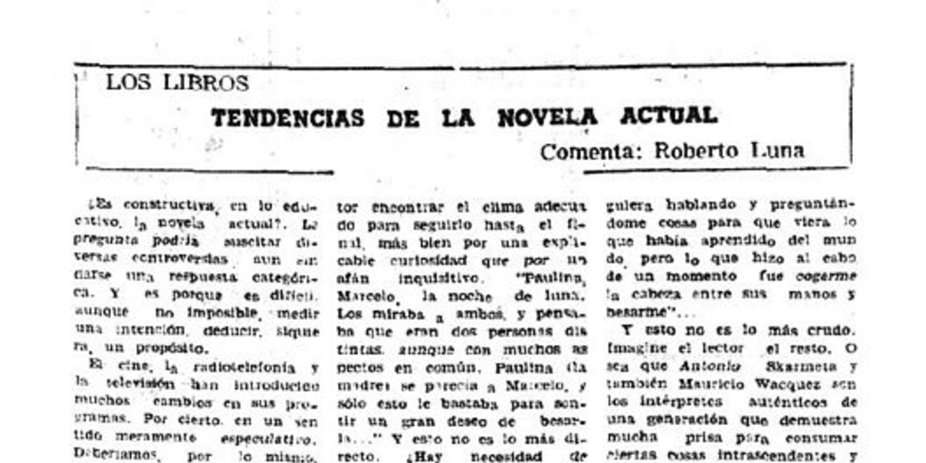 Tendencias de la novela actual