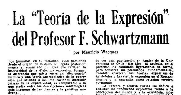 La "Teoría de la expresión" del profesor F. Schwartzmann