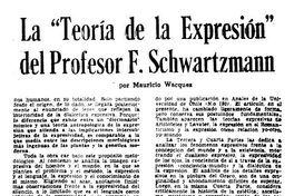 La "Teoría de la expresión" del profesor F. Schwartzmann