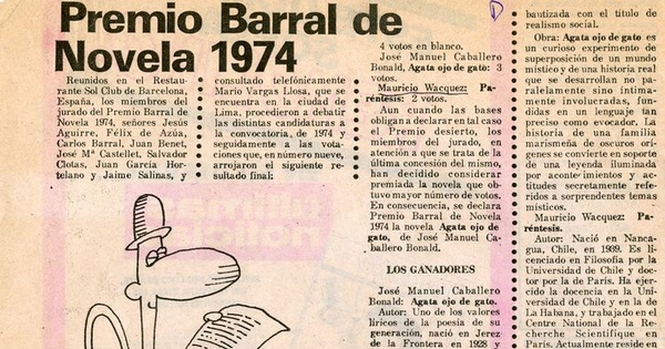 Premio Barral de Novela 1974