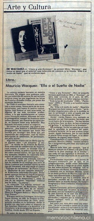 Mauricio Wacquez : Ella o el sueño de nadie