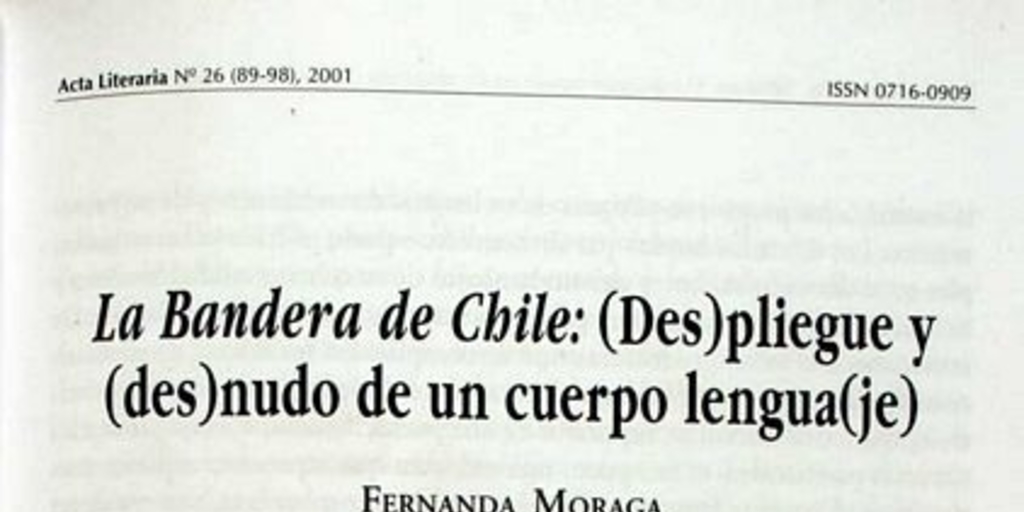 La Bandera de Chile: (Des)pliegue y (des)nudo de un cuerpo lengua(je)