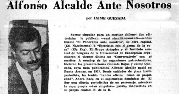 Alfonso Alcalde ante nosotros