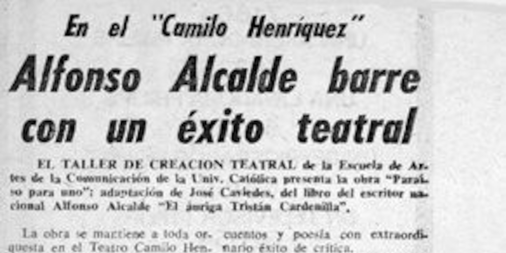 Alfonso Alcalde barre con un éxito teatral