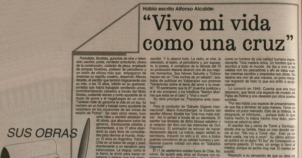 "Vivo mi vida como una cruz": había escrito Alfonso Alcalde