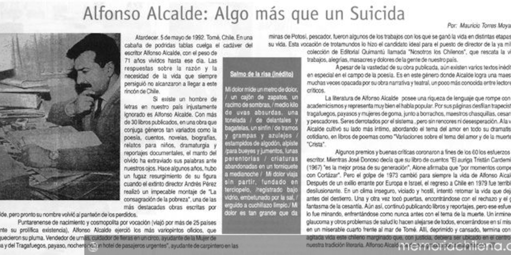 Alfonso Alcalde, algo más que un suicida