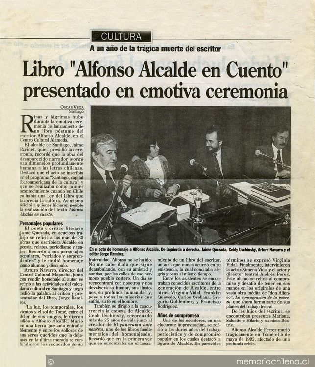 Libro "Alfonso Alcalde en cuento" presentado en emotiva ceremonia