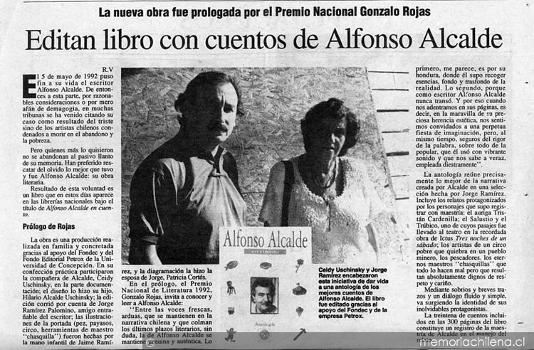 Editan libro con cuentos de Alfonso Alcalde