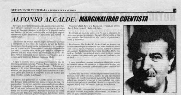 Alfonso Alcalde, marginalidad cuentista