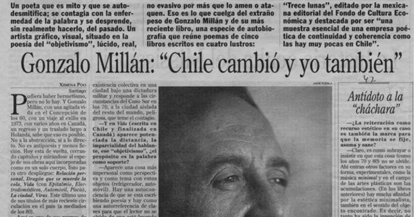 Gonzalo Millán, "Chile cambió y yo también"