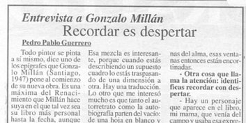 Recordar es despertar