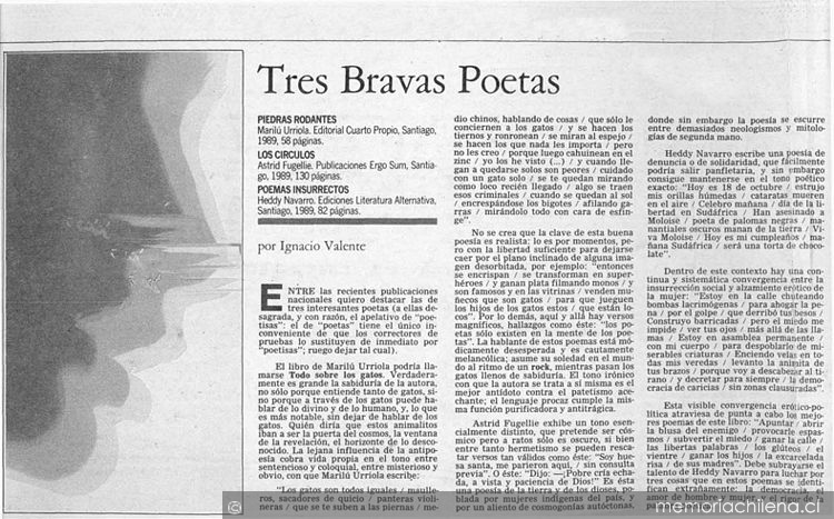 Tres bravas poetas