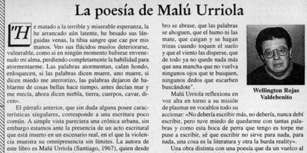 La poesía de Malú Urriola