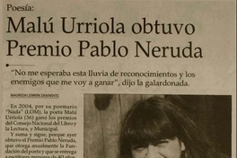 Malú Urriola obtuvo Premio Pablo Neruda