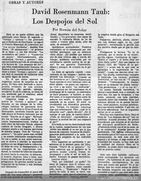 David Rosenmann Taub, los despojos del sol