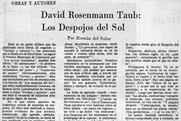 David Rosenmann Taub, los despojos del sol