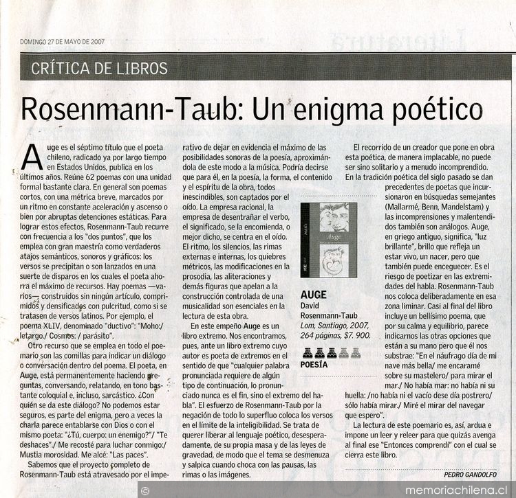 Rosenmann-Taub: un enigma poético