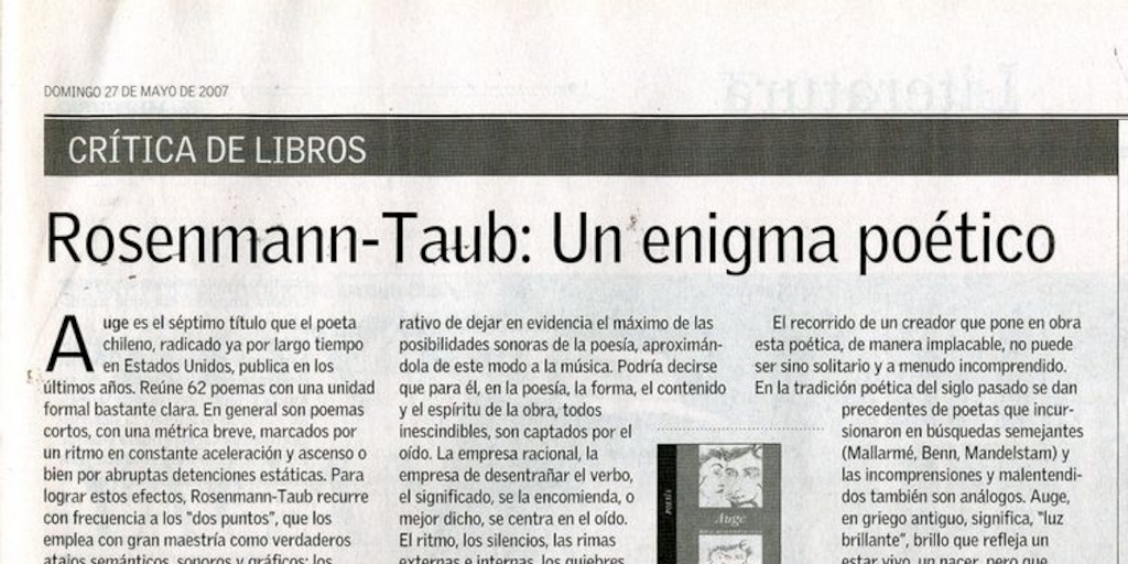 Rosenmann-Taub: un enigma poético